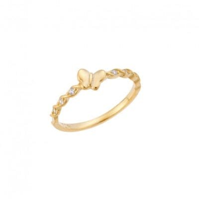 Δαχτυλίδι  Ασήμι 925° βεράκι με πεταλούδα και λευκά ζιργκόν