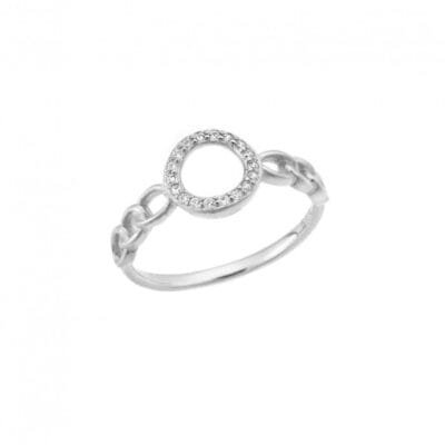 Silver ring 925° circle with white cubic zirconia