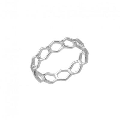 Δαχτυλίδι  Ασήμι 925° βεράκι με σχέδιο και λευκά ζιργκόν