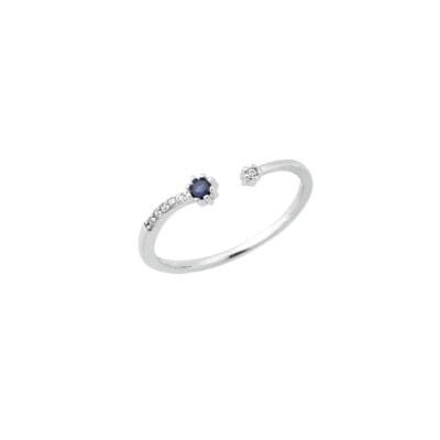 Silver ring 925° with white and blue cubic zirconia
