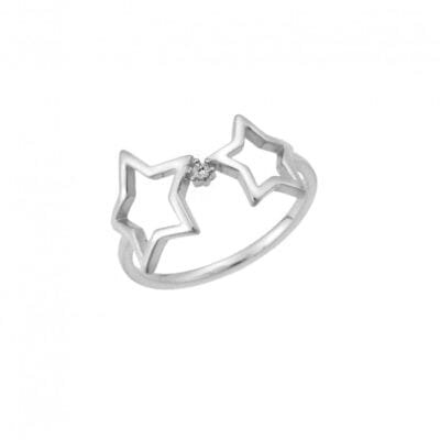 Δαχτυλίδι  Ασήμι 925° βεράκι αστέρια με λευκό ζιργκόν