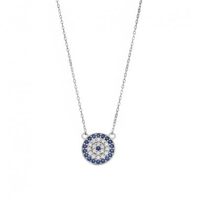Κολιέ Ασήμι 925° Μενταγιόν με  Στρογγυλό ματάκι με ζιργκόν