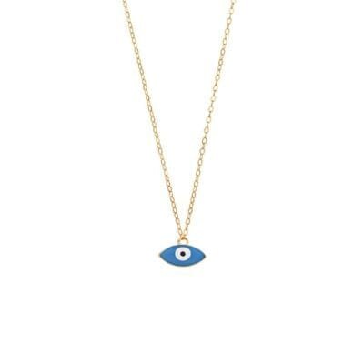 Silver 925 Gold Plated necklace, Mataki with light blue enamel
