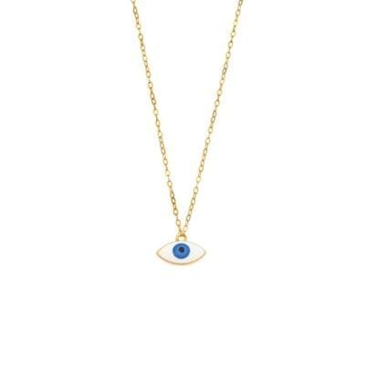 Silver 925 Gold Plated necklace, Mataki with white enamel