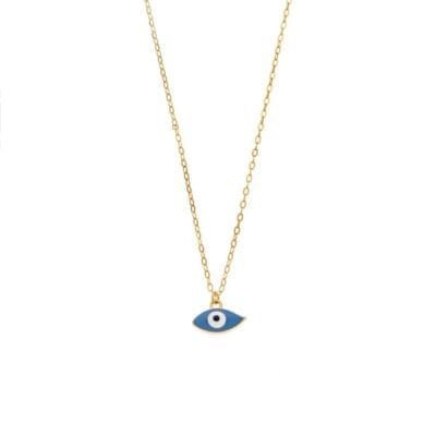Silver 925 Gold Plated necklace, Mataki light blue with enamel