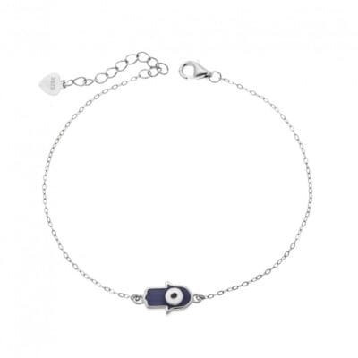 Βραχιόλι Ασήμι 925° Ματάκι μέσα σε χεράκι με σμάλτο
