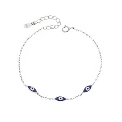 Βραχιόλι Ασήμι 925° τριπλό ματάκι με σμάλτο