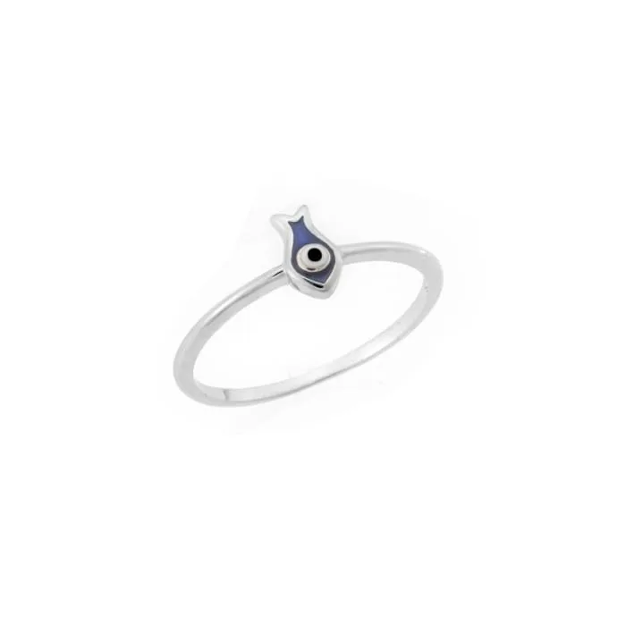 Silver ring 925° fish with eye and enamel