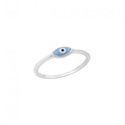 Δαχτυλίδι  Ασήμι 925° ματάκι γαλάζιο με σμάλτο