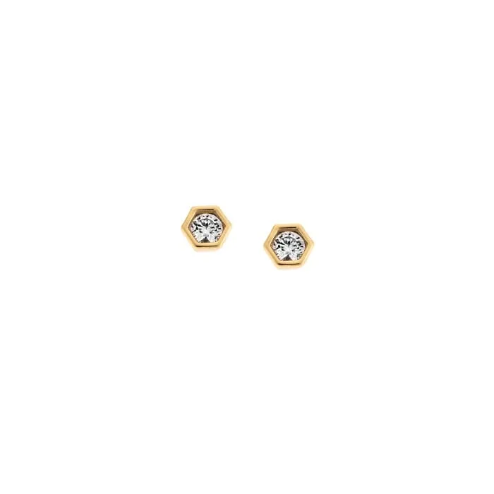 Earrings Silver 925° Polygonal studs with white zircon