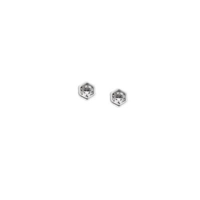 Earrings silver 925, polygonal with white cubic zirconia 0.3 cm