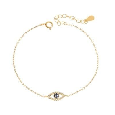 Βραχιόλι Ασήμι 925° με Ματάκι μπλε με ζιργκόν