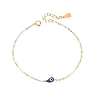 Silver 925 Gold Plated bracelet, peephole with blue enamel