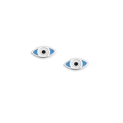 Earrings silver 925, peephole with light blue and white enamel