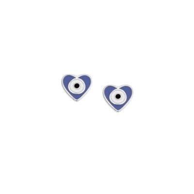 Earrings silver 925, blue heart with eye and enamel