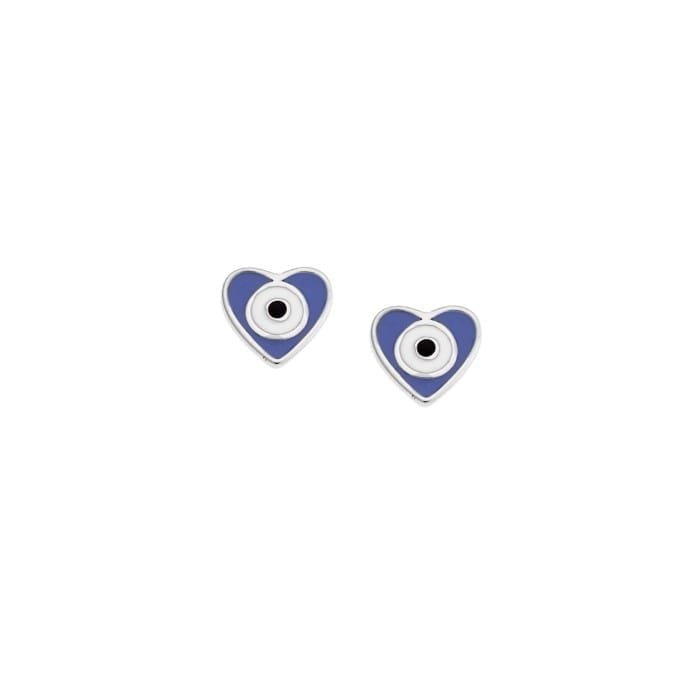 Earrings silver 925, blue heart with eye and enamel