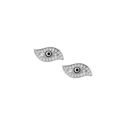 Earrings silver 925, eye with cubic zirconia