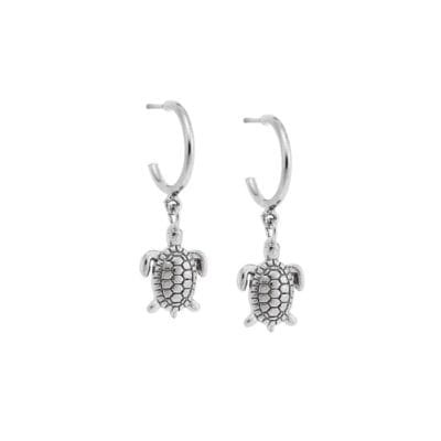 Earrings Hoops silver 925, turtle
