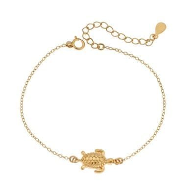 Gold plated silver bracelet 925, turtle