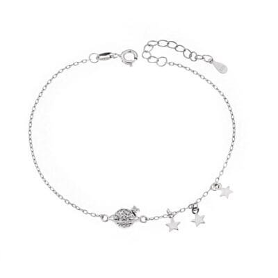 Bracelet Silver 925° planet with stars and white zircons