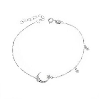 Bracelet Silver 925° moon with stars and white zircon
