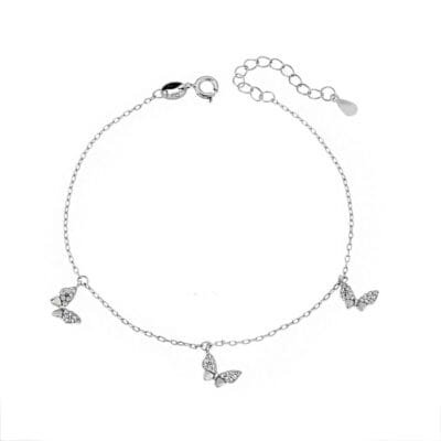 Bracelet Silver 925° butterflies with white zircon