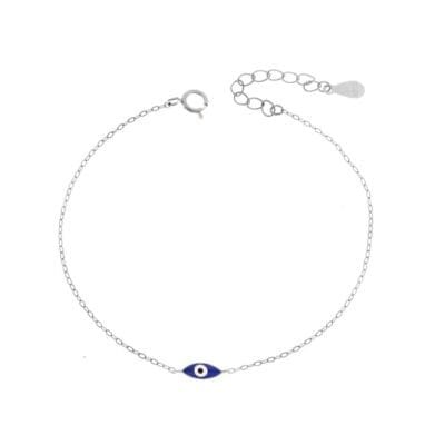 Βραχιόλι Ασήμι 925° με μπλε ματάκι με σμάλτο