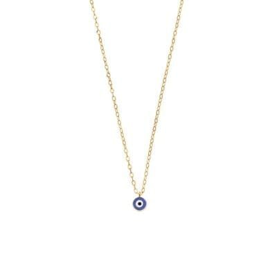 Silver 925 Gold Plated necklace, Mataki blue with enamel