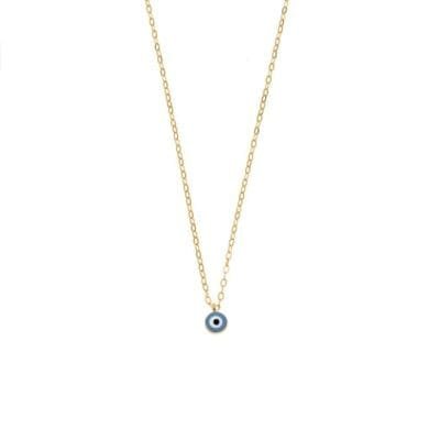 Silver 925 Gold Plated necklace, Mataki light blue with enamel