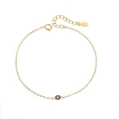 Βραχιόλι Ασήμι 925° με μπλε ματάκι με λευκά ζιργκόν