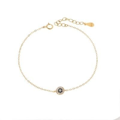 Βραχιόλι Ασήμι 925° με μπλε ματάκι και λευκά ζιργκόν