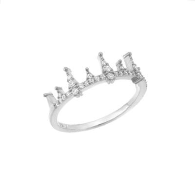 Silver 925° silver ring in the shape of a crown with white cubic zirconia