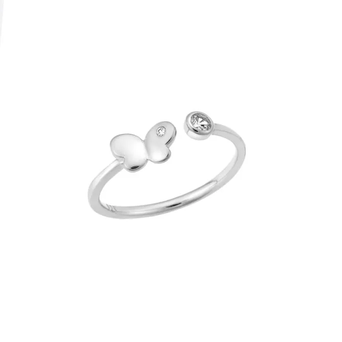 Silver 925° butterfly ring with white cubic zirconia