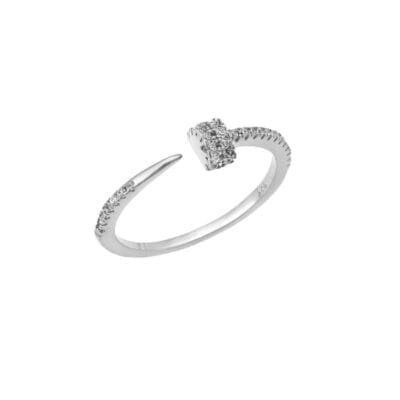 Silver ring 925° nail with white cubic zirconia