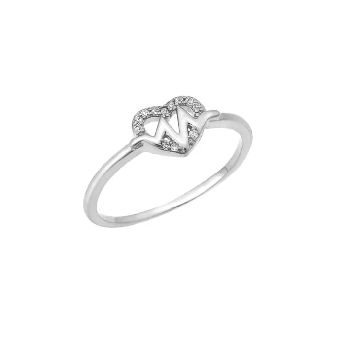 Silver ring 925° heart with heartogram and white cubic zirconia