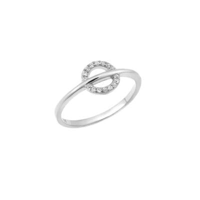 Silver ring 925° circle with white cubic zirconia