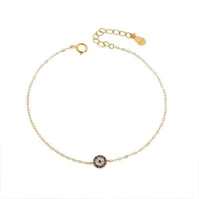 Βραχιόλι Ασήμι 925° με Ματάκι στόχος μπλε με ζιργκόν