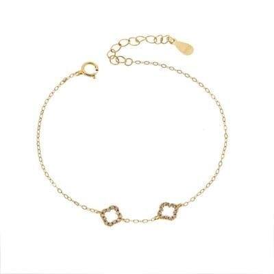 Βραχιόλι Ασήμι 925° με Διπλό σταυρουδάκι με ζιργκόν