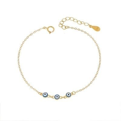 Βραχιόλι Ασήμι 925° με τριπλό γαλάζιο ματάκι με σμάλτο