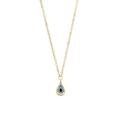 Silver 925 Gold Plated necklace, Drop shaped eye with enamel