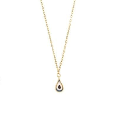 Silver 925 Gold Plated necklace, Drop shaped eye with enamel