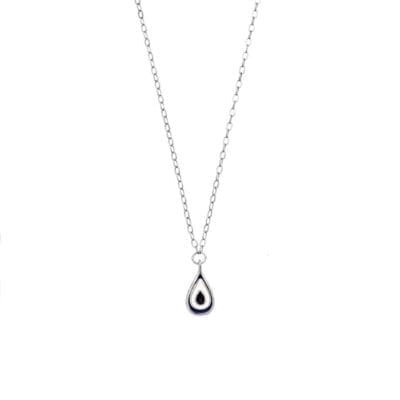 Necklace Silver 925° Pendant with Eye in the shape of a Drop with enamel in silver color