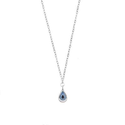 Silver necklace 925, Drop shaped eye with enamel