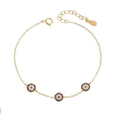 Bracelet Silver 925° with blue targets with zircon