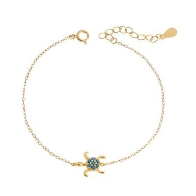 Βραχιόλι Ασήμι 925° με Χελώνα με τυρκουάζ πέτρες