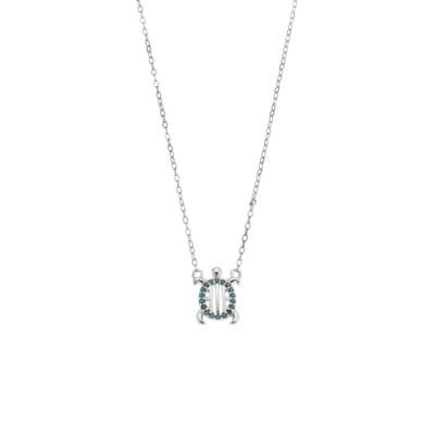 Silver necklace 925, turquoise turtle