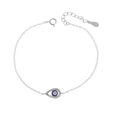Βραχιόλι Ασήμι 925° με μπλε ματάκι με σμάλτο και ζιργκόν