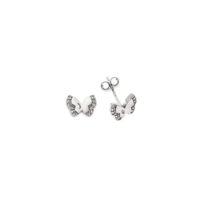 Earrings Silver 925° Studded butterfly with white cubic zirconia