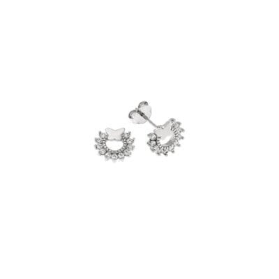 Earrings silver 925, butterfly with white cubic zirconia
