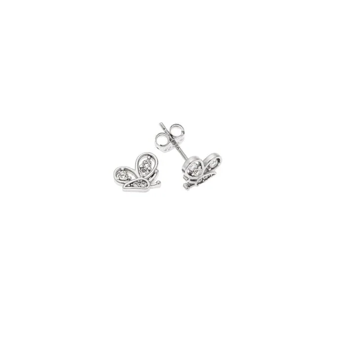 Earrings Silver 925° Studded butterfly with white cubic zirconia